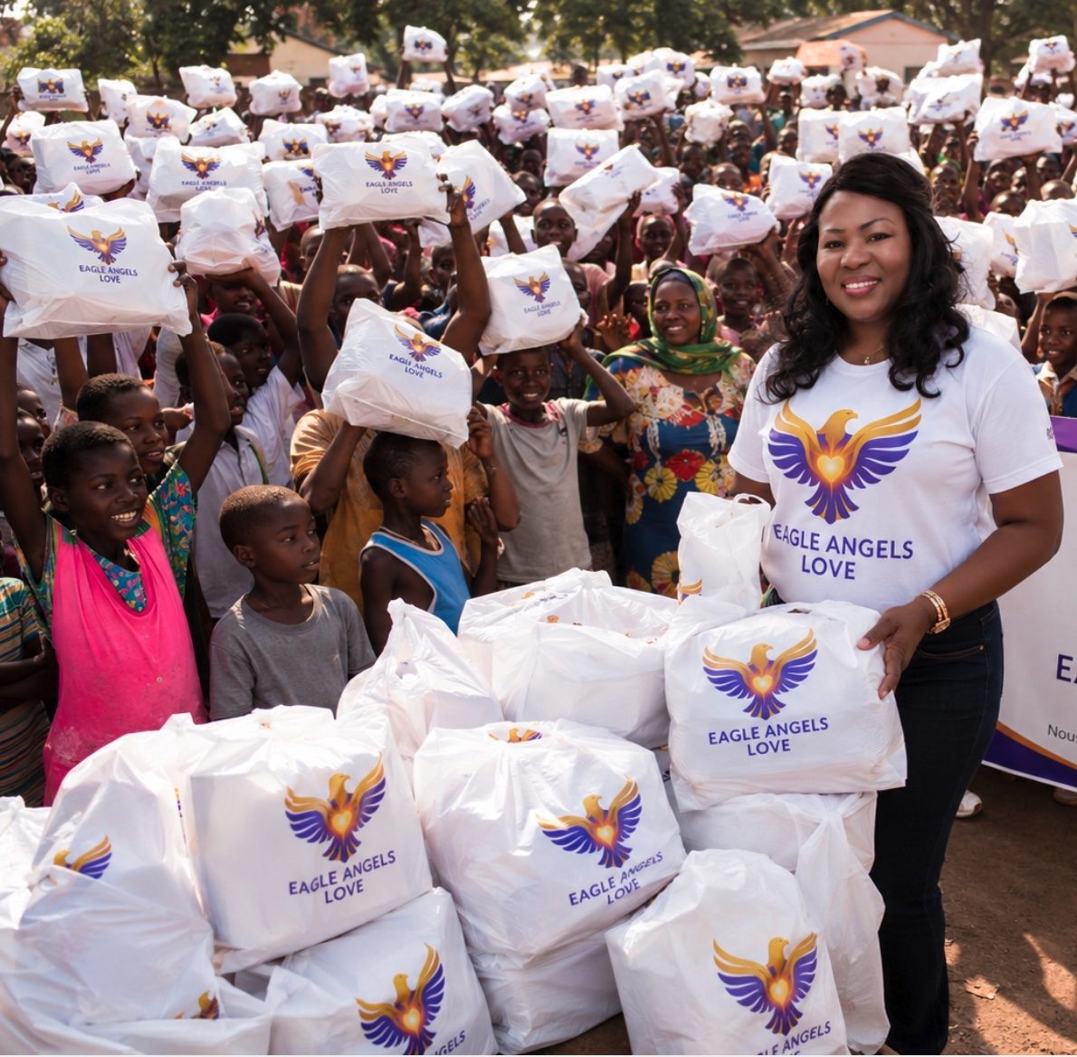 Distribution solidaire Eagle Angels Love auprès d'enfants et de familles